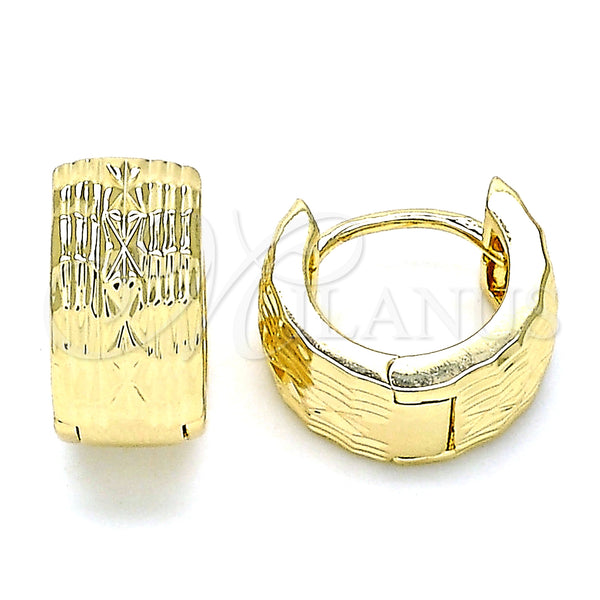 Gold Filled Hoop Earrings — Huggie Hoop Diamond Cutting 02. — main product view — SKU 133268 | Oro Laminado aretes de aro — Huggie Hoop Diamond Cutting 02. — SKU 133268