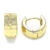 Oro Laminado Huggie Hoop, Gold Filled Style Diamond Cutting Finish, Golden Finish, 02.195.0118.15