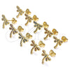 Oro Laminado Stud Earring, Gold Filled Style Dragon-Fly Design, with Garnet Micro Pave, Polished, Golden Finish, 02.156.0396.1