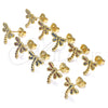 Oro Laminado Stud Earring, Gold Filled Style Dragon-Fly Design, with Sapphire Blue Micro Pave, Polished, Golden Finish, 02.156.0396.2
