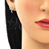 Oro Laminado Stud Earring, Gold Filled Style Dragon-Fly Design, with Ruby Micro Pave, Polished, Golden Finish, 02.156.0396.3