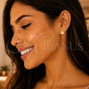 Oro Laminado Stud Earring, Gold Filled Style with Garnet Micro Pave, Polished, Golden Finish, 02.156.0327.1