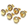 Oro Laminado Stud Earring, Gold Filled Style with Garnet Micro Pave, Polished, Golden Finish, 02.156.0327.1