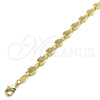 Oro Laminado Fancy Bracelet, Gold Filled Style Puff Mariner Design, with White Micro Pave, Polished, Golden Finish, 04.63.1401.08 (06 MM Thickness, 8 Inches Length)