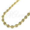 Oro Laminado Fancy Necklace, Gold Filled Style Puff Mariner Design, with White Micro Pave, Polished, Golden Finish, 04.63.1401.18 (06 MM Thickness, 18 Inches Length)