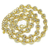 Oro Laminado Fancy Necklace, Gold Filled Style Puff Mariner Design, with White Micro Pave, Polished, Golden Finish, 04.63.1401.18 (06 MM Thickness, 18 Inches Length)
