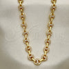 Oro Laminado Fancy Necklace, Gold Filled Style Puff Mariner Design, with White Micro Pave, Polished, Golden Finish, 04.63.1401.18 (06 MM Thickness, 18 Inches Length)