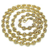 Oro Laminado Fancy Necklace, Gold Filled Style Puff Mariner Design, with White Micro Pave, Polished, Golden Finish, 04.63.1401.30 (06 MM Thickness, 30 Inches Length)