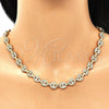 Oro Laminado Fancy Necklace, Gold Filled Style Puff Mariner Design, with White Micro Pave, Polished, Golden Finish, 04.63.1402.18 (Thickness, 18 Inches Length)