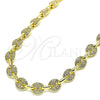 Oro Laminado Fancy Necklace, Gold Filled Style Puff Mariner Design, with White Micro Pave, Polished, Golden Finish, 04.63.1402.30 (08 MM Thickness, 30 Inches Length)