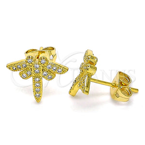 Gold Filled Ring — Stud Earring Dragon-Fly Design with White Micro Pave — main product view — SKU 133312 | Oro Laminado anillo — Stud Earring Dragon-Fly diseño with blanco Micro Pave — SKU 133312