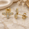 Oro Laminado Stud Earring, Gold Filled Style Bee Design, with White Micro Pave, Polished, Golden Finish, 02.342.0074