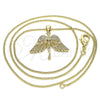 Oro Laminado Pendant Necklace, Gold Filled Style Angel Design, with White Micro Pave, Polished, Golden Finish, 04.342.0016.20 (02 MM Thickness, 20 Inches Length)