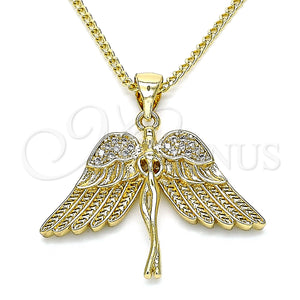 Gold Filled Necklace — Pendant Necklace Angel Design with White Micro Pave — main product view — SKU 133317 | Oro Laminado collar — Pendant Necklace Angel diseño with blanco Micro Pave — SKU 133317