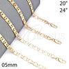 Oro Laminado Basic Necklace, Gold Filled Style Mariner Design, Diamond Cutting Finish, Golden Finish, 04.63.1357.20 (05 MM Thickness, 20 Inches Length)