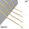 Oro Laminado Basic Necklace, Gold Filled Style Polished, Golden Finish, 04.63.1403.24 (Thickness, 24 Inches Length)