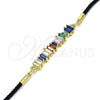 Oro Laminado Fancy Bracelet, Gold Filled Style with Multicolor Cubic Zirconia, Polished, Golden Finish, 03.341.0063.07 (02 MM Thickness, 7 Inches Length)