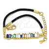 Oro Laminado Fancy Bracelet, Gold Filled Style with Multicolor Cubic Zirconia, Polished, Golden Finish, 03.341.0063.07 (02 MM Thickness, 7 Inches Length)