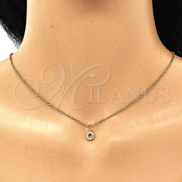 Gold Filled Pendant — Fancy Pendant Initials Design with White Micro Pave — alternate product view — SKU 133353 | Oro Laminado dije — elegante Pendant Initials diseño with blanco Micro Pave — SKU 133353