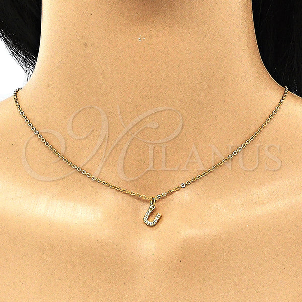 Gold Filled Pendant — Fancy Pendant Initials Design with White Micro Pave — alternate product view — SKU 133354 | Oro Laminado dije — elegante Pendant Initials diseño with blanco Micro Pave — SKU 133354