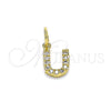 Oro Laminado Fancy Pendant, Gold Filled Style Initials Design, with White Micro Pave, Polished, Golden Finish, 05.341.0041
