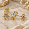 Oro Laminado Stud Earring, Gold Filled Style Little Boy Design, with White Cubic Zirconia, Polished, Golden Finish, 02.156.0416
