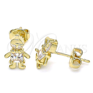 Gold Filled Ring — Stud Earring Little Boy Design with White Cubic — main product view — SKU 133362 | Oro Laminado anillo — Stud Earring Little Boy diseño with blanco Cubic — SKU 133362