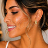 Oro Laminado Stud Earring, Gold Filled Style Little Boy Design, with White and Black Micro Pave, Polished, Golden Finish, 02.156.0417
