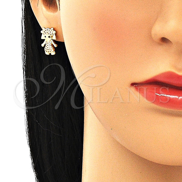 Gold Filled Ring — Stud Earring Little Girl Design with White and — alternate product view — SKU 133364 | Oro Laminado anillo — Stud Earring Little Girl diseño with blanco and — SKU 133364