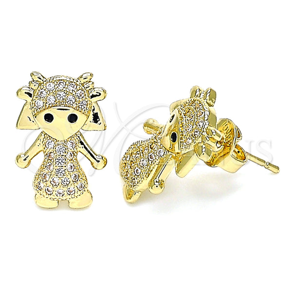 Gold Filled Ring — Stud Earring Little Girl Design with White and — main product view — SKU 133364 | Oro Laminado anillo — Stud Earring Little Girl diseño with blanco and — SKU 133364