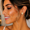 Oro Laminado Stud Earring, Gold Filled Style Little Girl Design, with White Micro Pave, Polished, Golden Finish, 02.156.0419