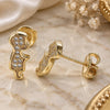 Oro Laminado Stud Earring, Gold Filled Style Little Boy Design, with White Micro Pave, Polished, Golden Finish, 02.156.0420