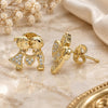 Oro Laminado Stud Earring, Gold Filled Style Little Boy and Little Girl Design, with White Micro Pave, Polished, Golden Finish, 02.156.0232.1