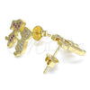 Oro Laminado Stud Earring, Gold Filled Style Little Boy and Little Girl Design, with Ruby Micro Pave, Polished, Golden Finish, 02.156.0423