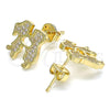 Oro Laminado Stud Earring, Gold Filled Style Little Boy and Little Girl Design, with White Micro Pave, Polished, Golden Finish, 02.156.0423.1