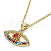 Oro Laminado Pendant Necklace, Gold Filled Style with Multicolor Micro Pave, Polished, Golden Finish, 04.156.0247.20 (02 MM Thickness, 20 Inches Length)