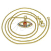 Oro Laminado Pendant Necklace, Gold Filled Style with Multicolor Micro Pave, Polished, Golden Finish, 04.156.0247.20 (02 MM Thickness, 20 Inches Length)