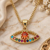 Oro Laminado Pendant Necklace, Gold Filled Style with Multicolor Micro Pave, Polished, Golden Finish, 04.156.0247.20 (02 MM Thickness, 20 Inches Length)