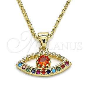 Gold Filled Necklace — Pendant Necklace with Multicolor Micro Pave Polished 04. — main product view — SKU 133372 | Oro Laminado collar — Pendant Necklace with Multicolor Micro Pave pulido 04. — SKU 133372