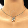 Oro Laminado Pendant Necklace, Gold Filled Style Heart Design, with White Micro Pave, Polished, Golden Finish, 04.156.0252.20 (02 MM Thickness, 20 Inches Length)