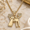 Oro Laminado Pendant Necklace, Gold Filled Style Heart Design, with White Micro Pave, Polished, Golden Finish, 04.156.0252.20 (02 MM Thickness, 20 Inches Length)