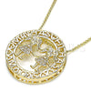 Oro Laminado Pendant Necklace, Gold Filled Style Little Girl Design, with White Micro Pave, Polished, Golden Finish, 04.156.0253.20 (02 MM Thickness, 20 Inches Length)