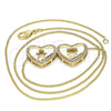 Oro Laminado Pendant Necklace, Gold Filled Style Heart and Little Girl Design, with White Micro Pave, Polished, Golden Finish, 04.156.0257.20 (02 MM Thickness, 20 Inches Length)