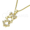 Oro Laminado Pendant Necklace, Gold Filled Style Little Girl Design, with White Micro Pave, Polished, Golden Finish, 04.156.0259.20 (02 MM Thickness, 20 Inches Length)