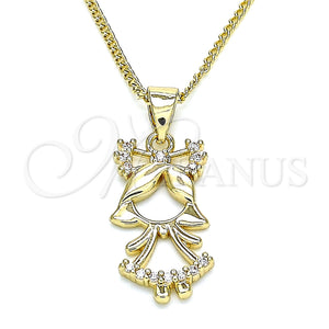 Gold Filled Necklace — Pendant Necklace Little Girl Design with White Micro — main product view — SKU 133385 | Oro Laminado collar — Pendant Necklace Little Girl diseño with blanco Micro — SKU 133385