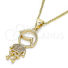 Oro Laminado Pendant Necklace, Gold Filled Style Little Boy Design, with White Micro Pave, Polished, Golden Finish, 04.156.0260.20 (02 MM Thickness, 20 Inches Length)