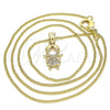 Oro Laminado Pendant Necklace, Gold Filled Style Little Girl Design, with White Micro Pave, Polished, Golden Finish, 04.156.0261.20 (02 MM Thickness, 20 Inches Length)