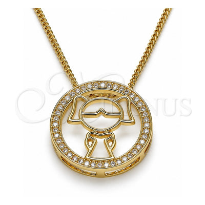 Oro Laminado Pendant Necklace, Gold Filled Style Little Girl Design, with White Micro Pave, Polished, Golden Finish, 04.156.0262.20 (02 MM Thickness, 20 Inches Length)