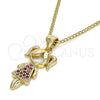 Oro Laminado Pendant Necklace, Gold Filled Style Little Girl Design, with Ruby Micro Pave, Polished, Golden Finish, 04.156.0263.1.20 (02 MM Thickness, 20 Inches Length)