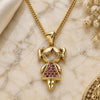 Oro Laminado Pendant Necklace, Gold Filled Style Little Girl Design, with Ruby Micro Pave, Polished, Golden Finish, 04.156.0263.1.20 (02 MM Thickness, 20 Inches Length)